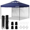 CYFIE Tarp Tent 3mx3m with 1 Side Sheet Tarp with Wind Ventilator Tent Height Adjustment UV Cut Coating Highly Water Resistant Tent Easy To Assemble