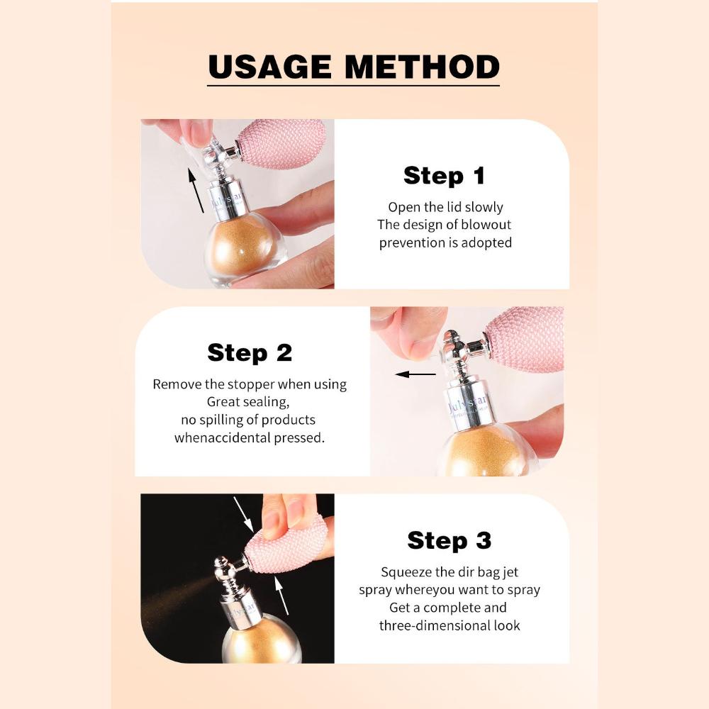6pcs Air Bag Spray Highlighter Powder Set Body Shimmer Face Glow Makeup Long-Lasting Sweat-Proof Sparkle Sequin Spray for Festival Stage Cosmetics