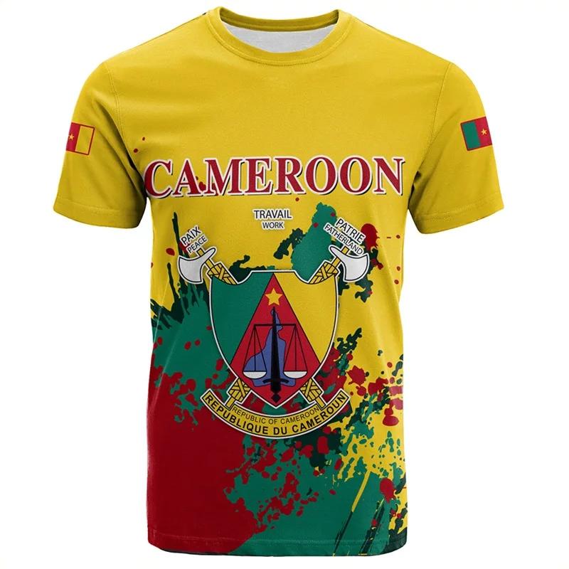 

3D Printed Africa Cameroon Flag Map Graphic T Shirt For Men Clothes National Emblem Short Sleeve T Shirts Kids Jersey Tee Tops 6XL