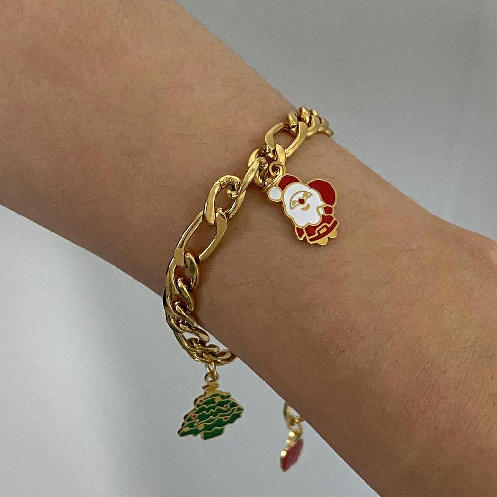 Jieding Stainless Steel Christmas & New Year Bracelet: High-End European & American Party Bangle