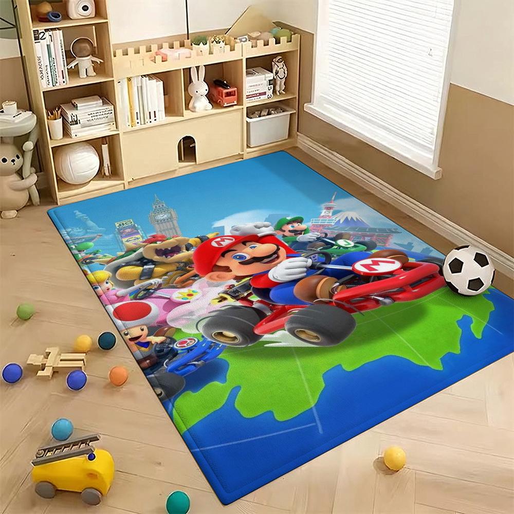 Mario Kart World Tour Theme Rug Allseason Carpet For Living Room Bedroom Office Home Decor Great Holiday Gift