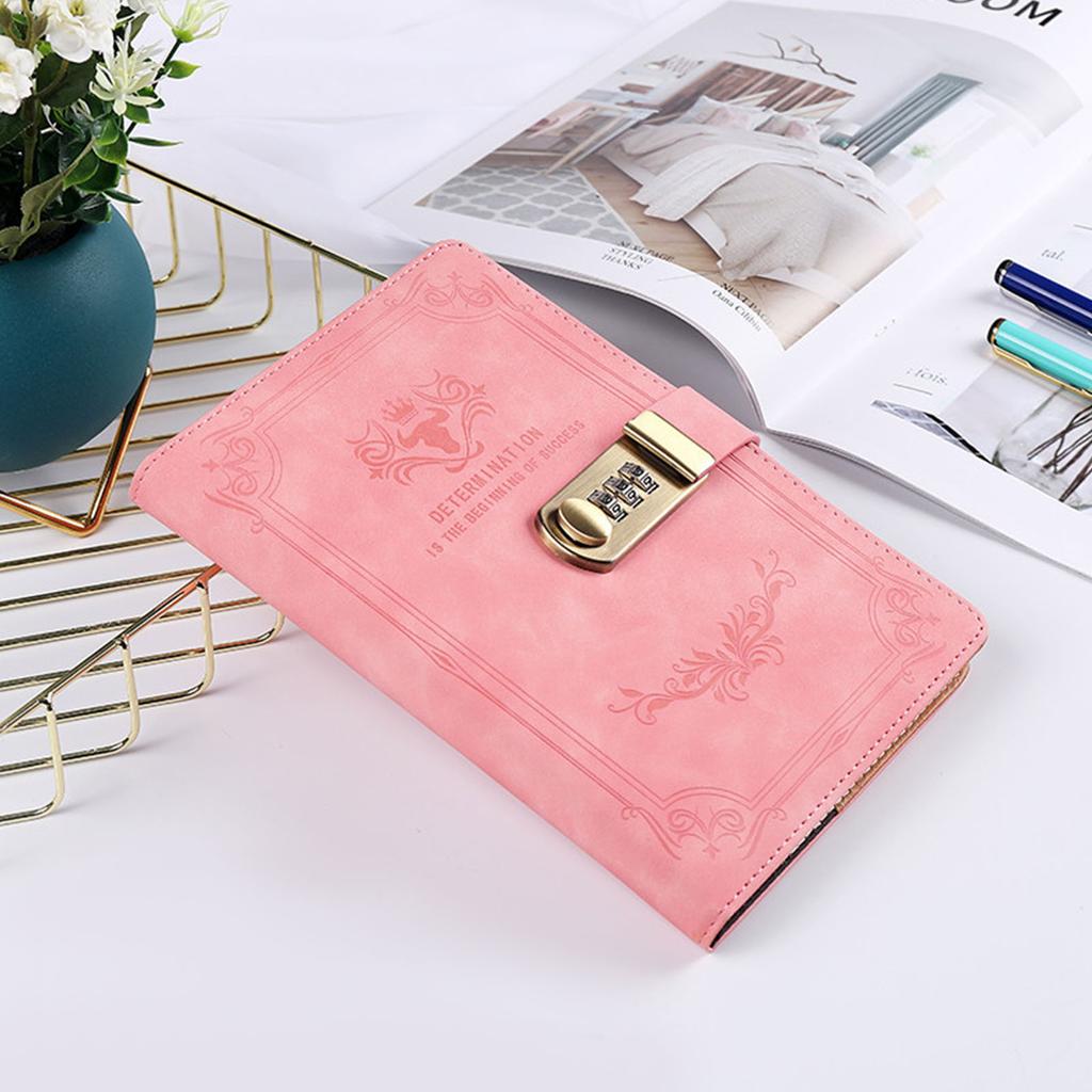 Lock Journal Safe Waterproof Artificial PU Leather Password Lock Notebook with Pen Slot for
