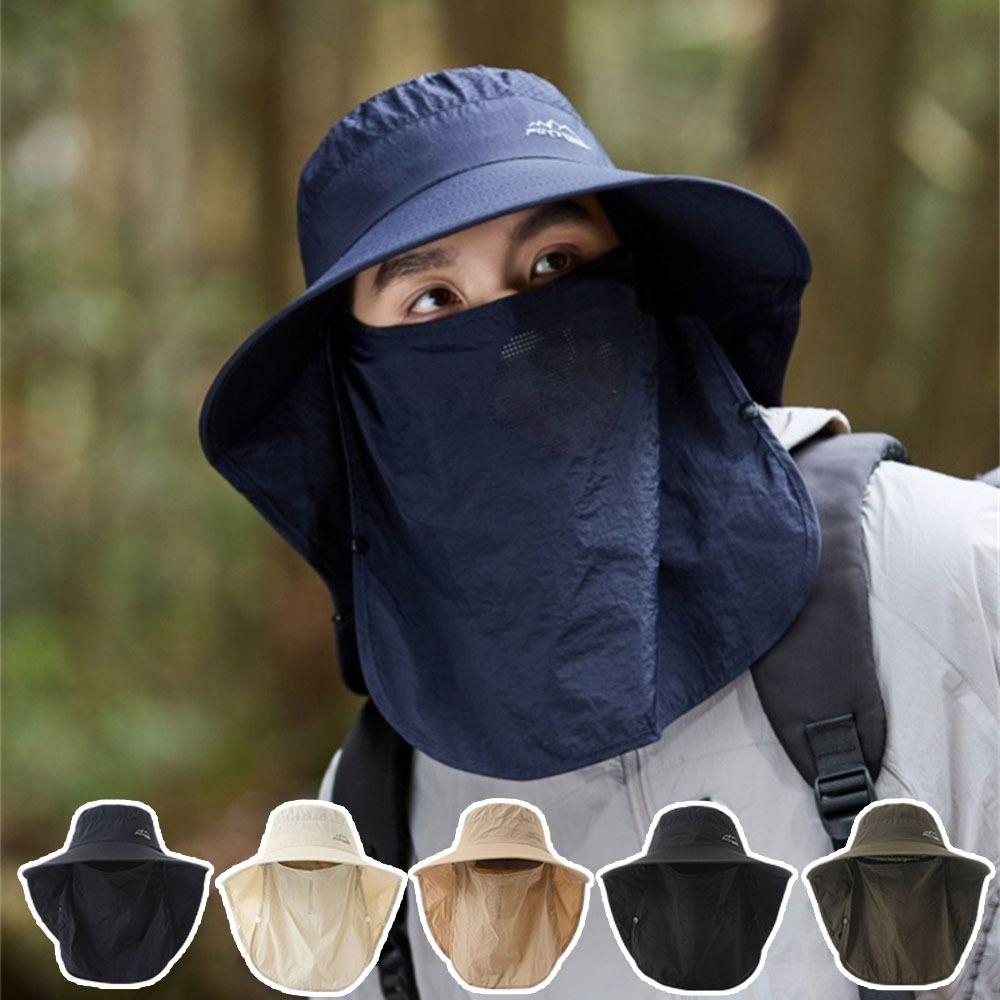 Removable Fisherman's Hat Sunscreen Face Mask Hat Fashion Male Sun Hats  Outdoor