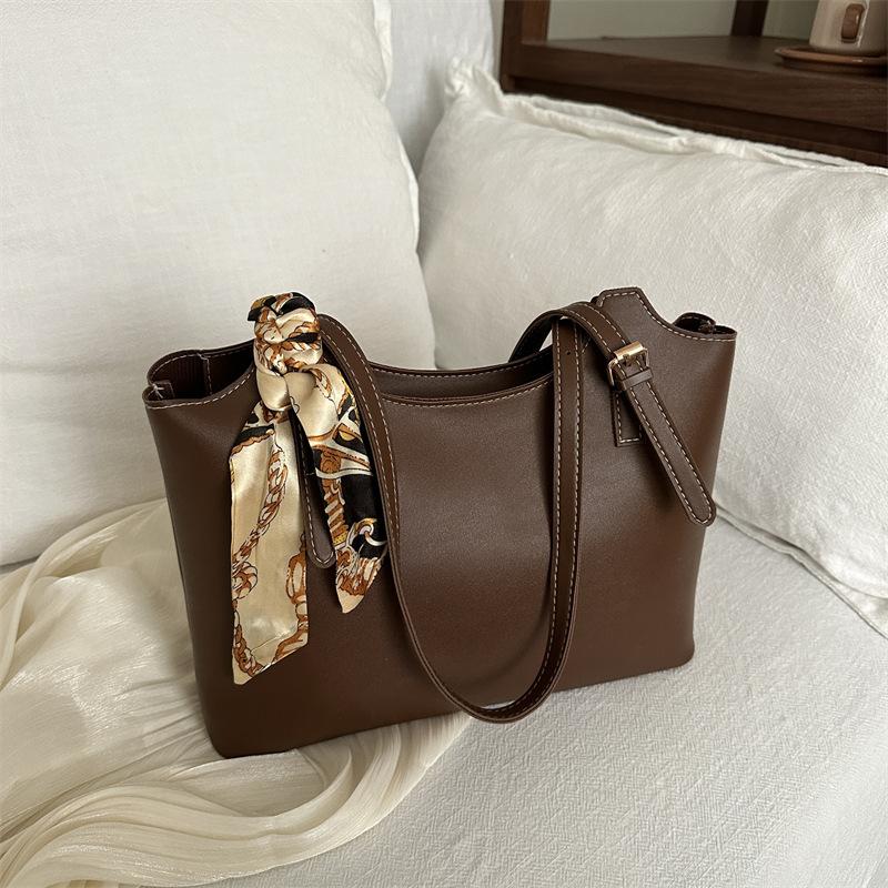 1Pc Premium Silk Scarf Handbag Spring New Versatile Ins Shoulder Armpit Bag Retro Commuter Tote Bag