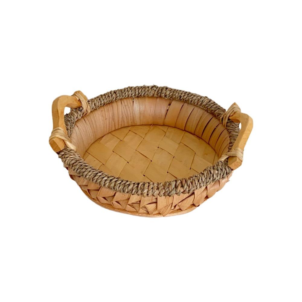 Rustic Handwoven Storage Basket Handmade Food Serving Holder Fruit Vegetable Storage Tray  Kitchen