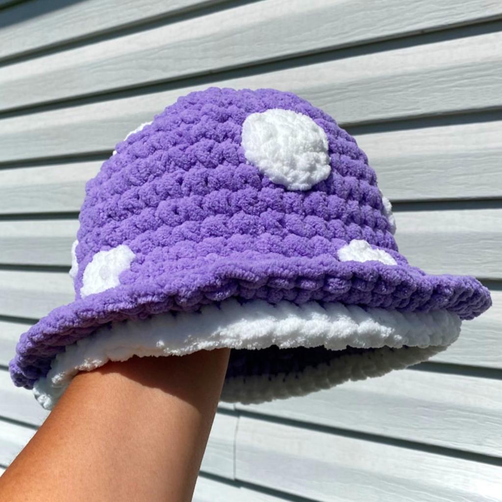 Creative Fishing Hat for Women Girls Handcrochet Mushroom Hat Winter Warm Cap Girls Bucket Hat Sweet Girl Cute Headdress