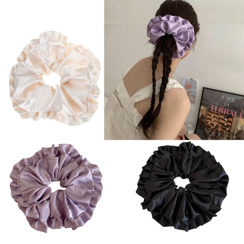 Fashion Extra Large Satins Hair Ties  Oversize Hair Band Hair Scrunchie Ponytail Holders Elastic Hair Accessories