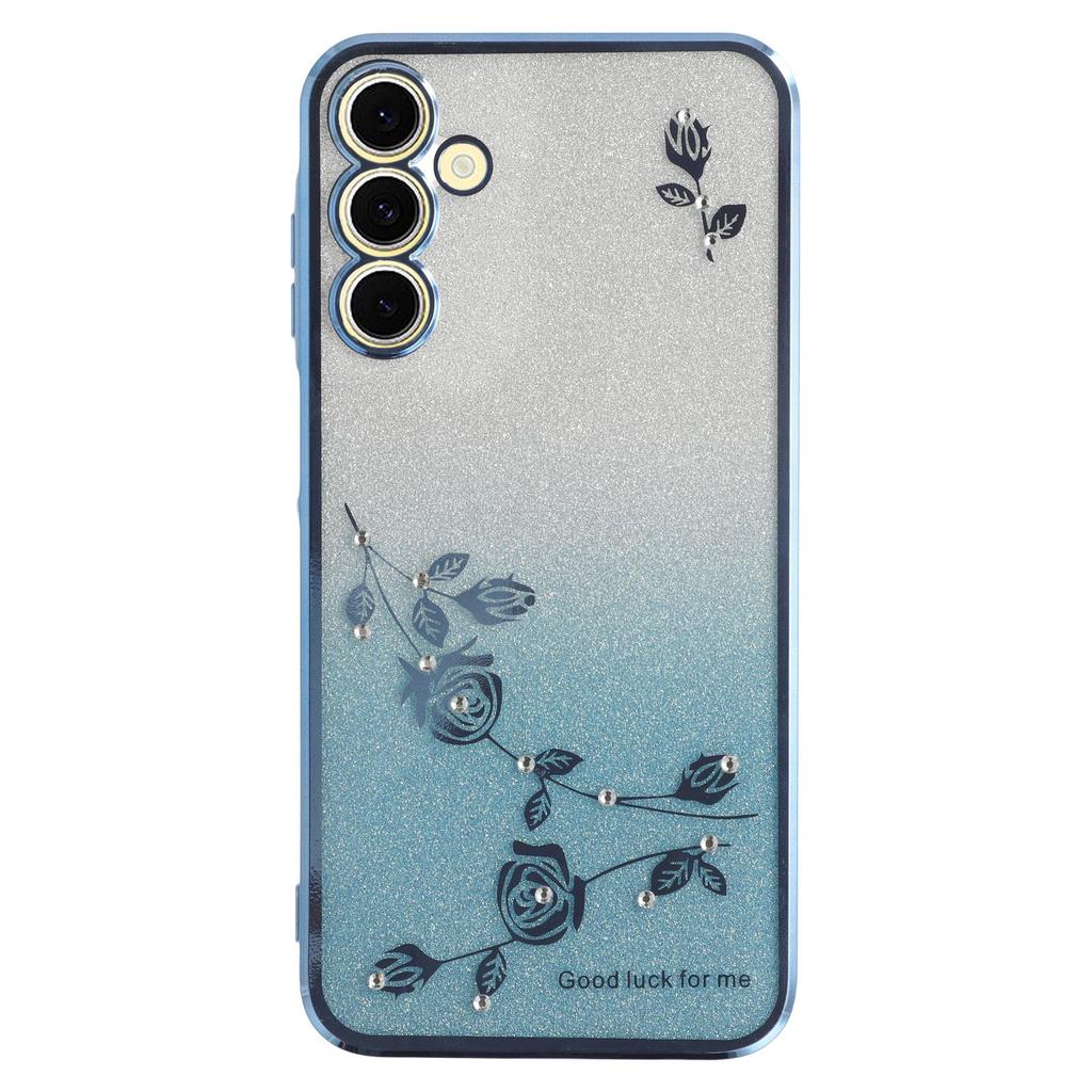 KADEM Cell Phone Case for Samsung Galaxy A14 5G/A14 4G,Gradient Glitter Powder Rhinestone Decor Flower Pattern TPU Cover Shell