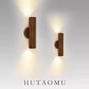 Wabi-Sabi Solid Wood LED Wall Lamp for Bedroom, Hallway, and Living Room