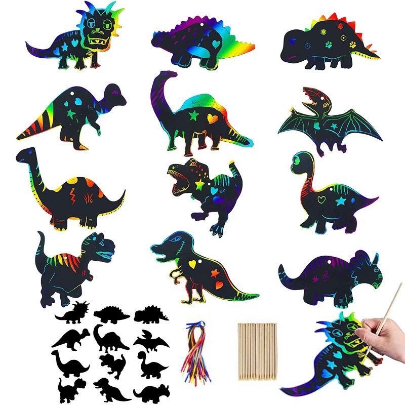 12Pcs DIY Toys Scratching Painting Paper Colorful Scratching Paper For Kids