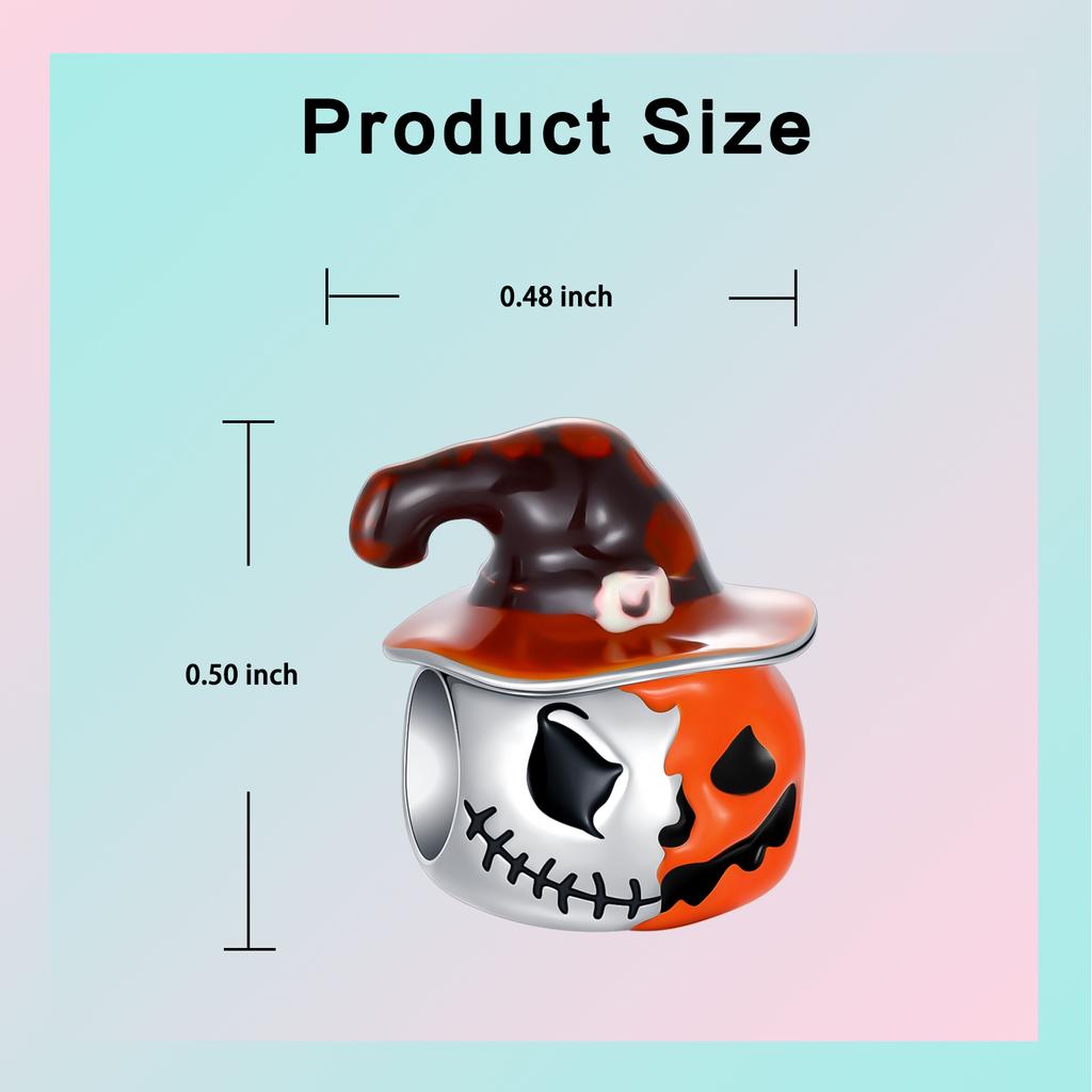 Funny Halloween Charms Copper Pumpkin Ghost Witch Magic Hat Pendant Bead Fit Original Bracelet Necklace Diy Jewelry