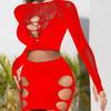 Women'S Sexy Top Skirts Suit Fishnet Hollow Back Wrap Mesh See Through Bodycon Dresses Night Club Wear Mujer Pornos Costumes