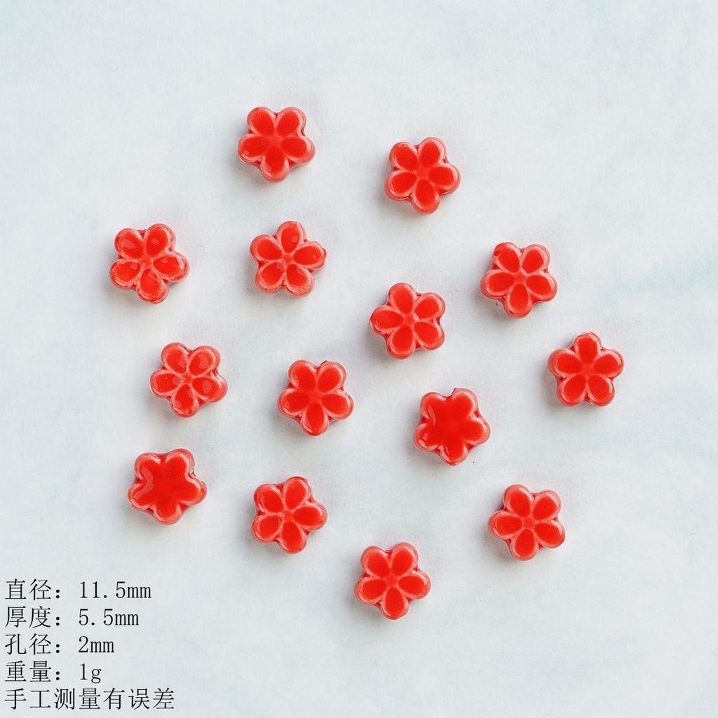 Ceramic Loose Beads Chinese Red Beads Handmade DIY Necklace Loose Beads Accessories