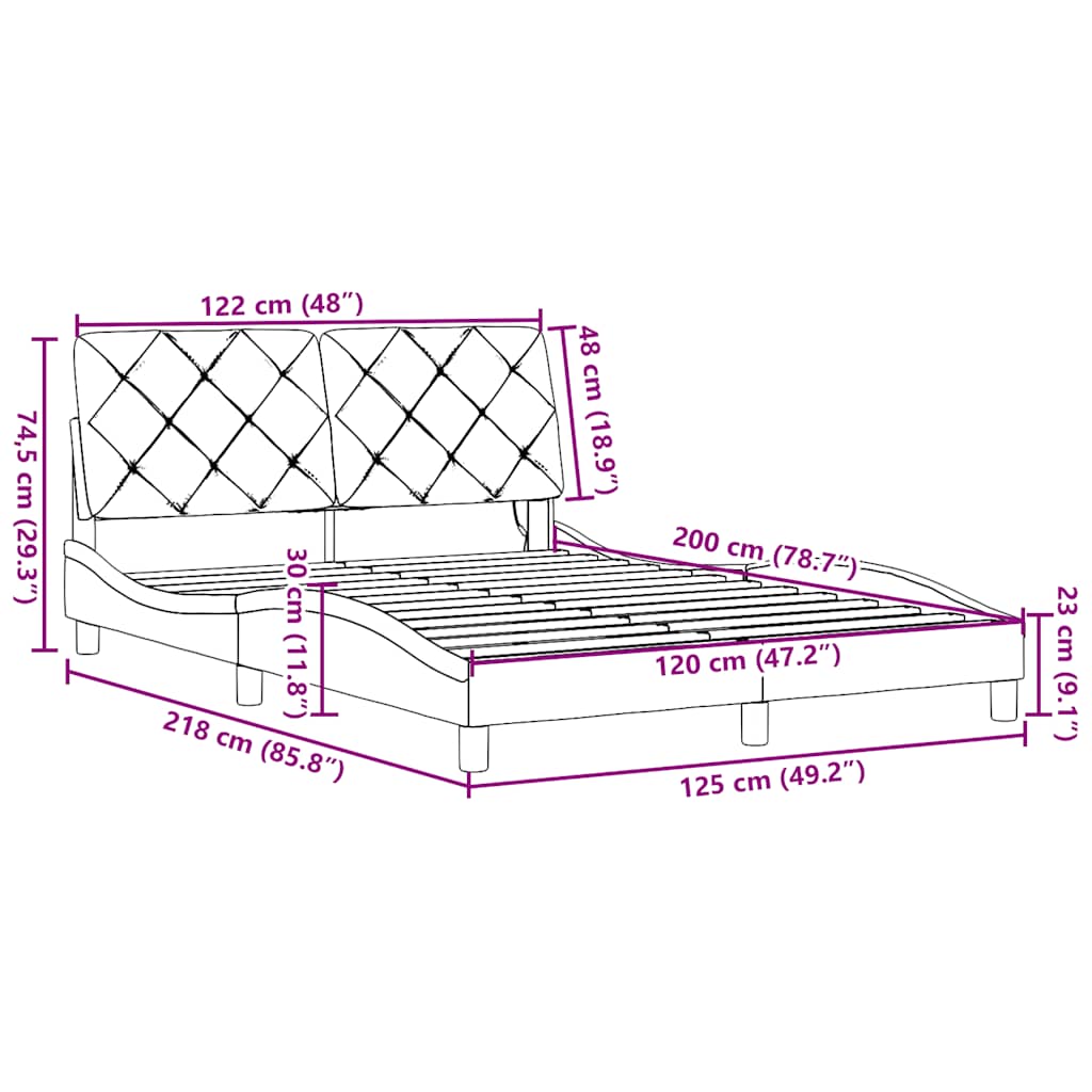 Bed Frame with LED Lights Without Mattress Black 120x200 Cm Fabric