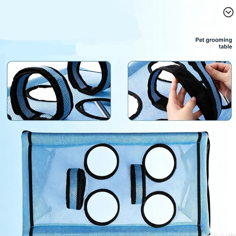 Trimming Station for Small Dogs and Cats, Pet Hammock Grooming Cradle with Four Leg Openings and a Take-Apart Base