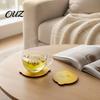 Functional Coffee Table Coasters 4PCS Cute Lemon Shape Wooden Coasters, Non-slip Heat Insulation Pads, Shaped Decorative Tableware for Kitchen Dining