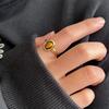 Retro Tiger's Eye Stone Finger Ring Fashion Brown Stone Rings for Women Opening Adjustable Gold Color Rings Jewelry Gifts