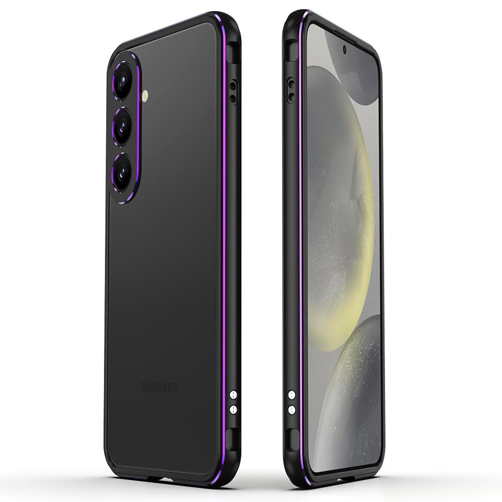 Para Samsung Galaxy S24+ Capa Bumper Estrutura de Metal Design Sem Traseira Capa de Telefone com Protetor de Lente da Câmera