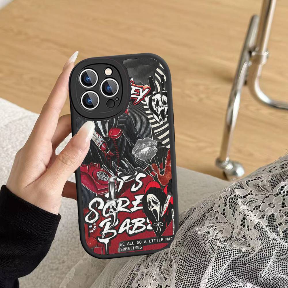 

Ghost Face Art Scream Phone Case For IPhone 16 15 14 13 Pro Max 11 12 Plus Leather Silicone Cover 12 pro max