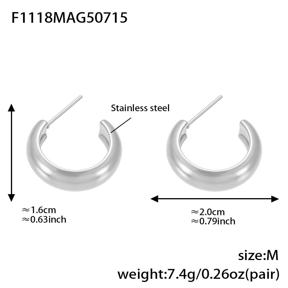 Qiong Yao C-shaped Color Block Stainless Steel Earrings - European American Style