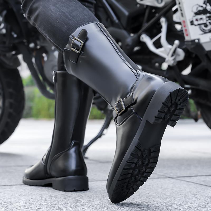 Men’s Motorcycle Boots Western Boots Black Jockey Boots Casual High Boots Plus Size