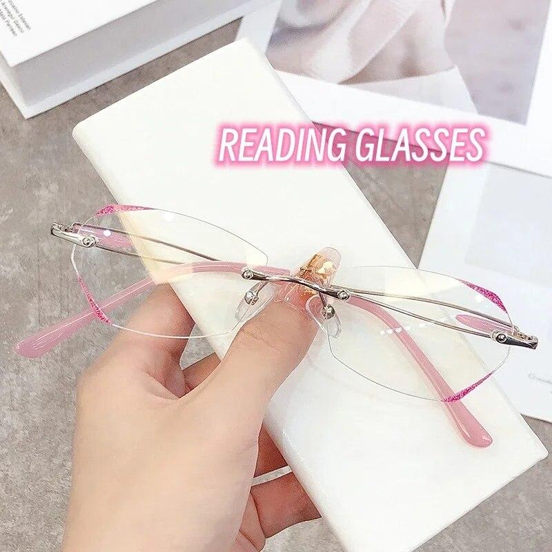 

Женские очки для чтения с алмазной огранкой, модные анти-синие очки для дальнего зрения, ультра легкие очки для пресбиопии от +1,0 до +4,0 +1.0 золотой