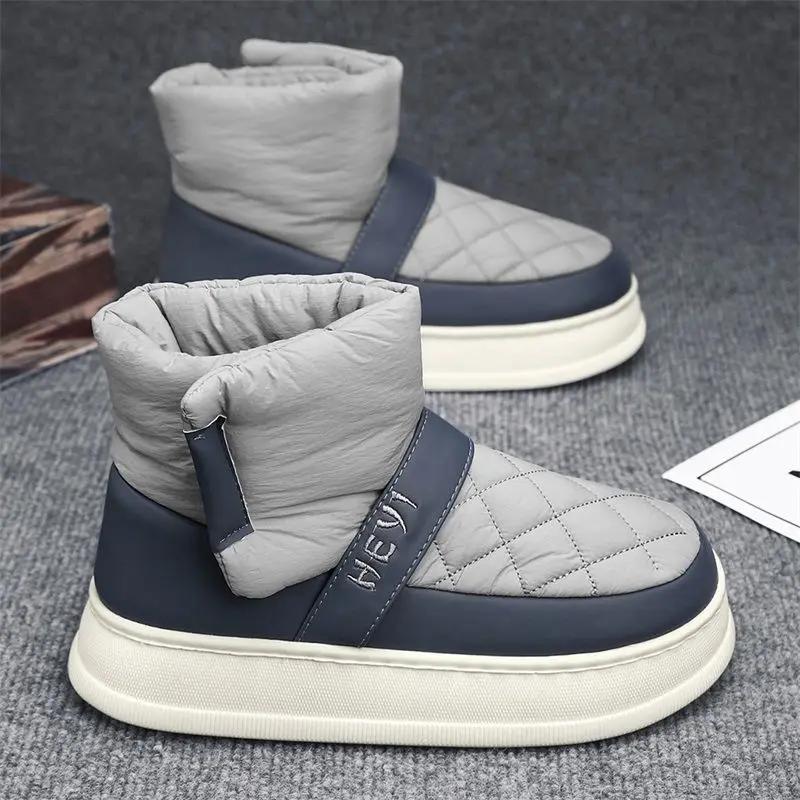 Cotton Shoe Warm Cold Proof Platform Men's Snow Boots Sale Waterproof Fleece Original Deals Casual Work Offer Male Winter Shoes