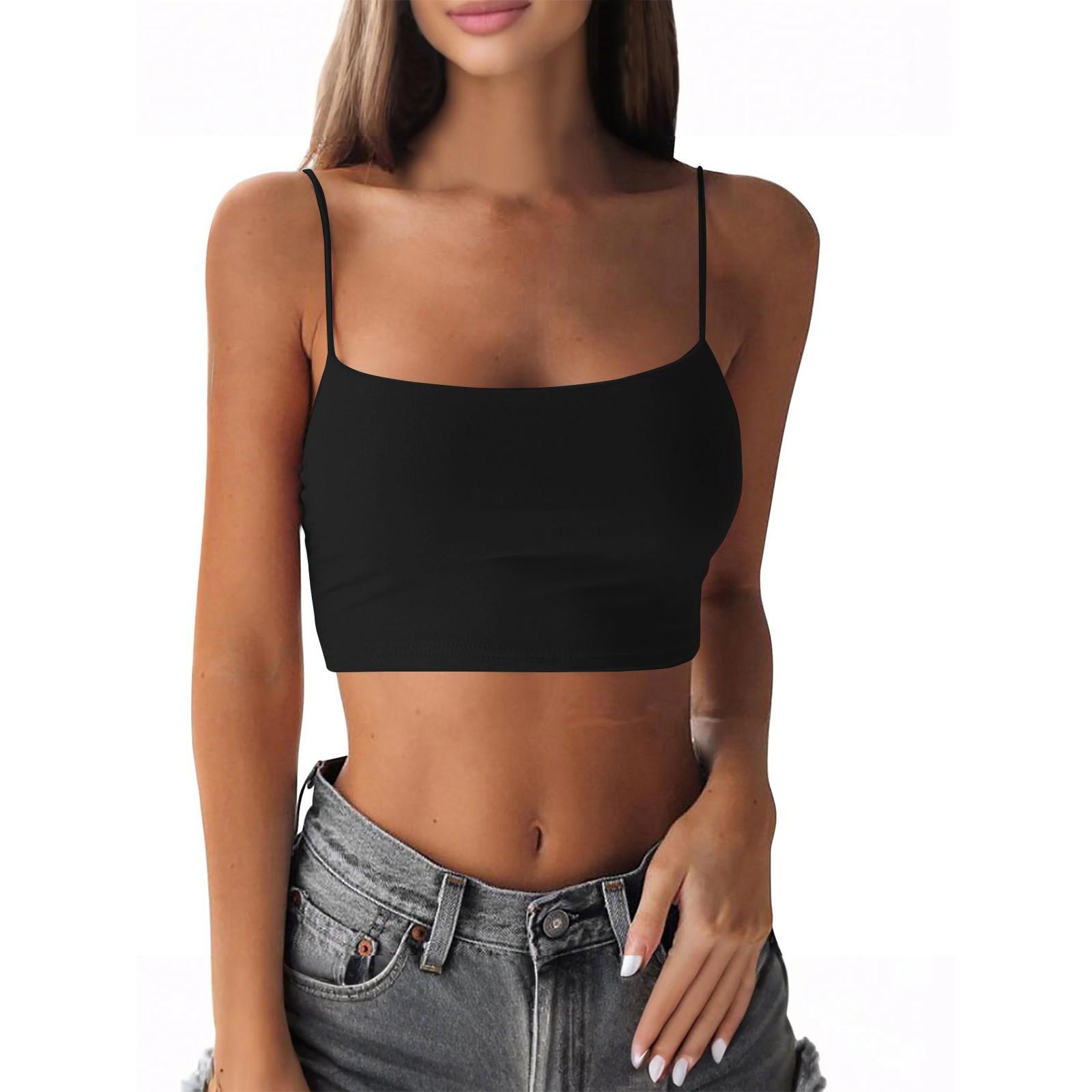 

Женский модный однотонный облегающий топ-майка S чёрный