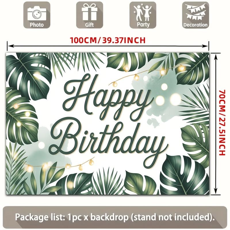 2D Flat Surface Green Tropical Leaves Birthday Celebration Background Fabric Suitable for Party Decoration Polyester Fiber