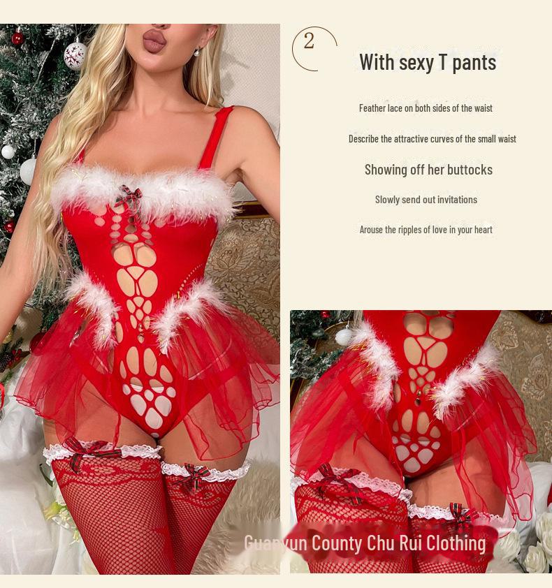 New Sexy Christmas Bunny Girl Lingerie: Tempting One-Piece Pajamas in Hot Pure Desire Style