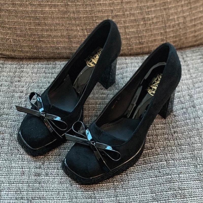 2025 High-quality New Roundness High Heels Single Shoes with A Slip-on Light Casual Women Shoes Stylish and Comfortable