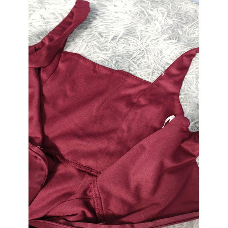 Foreign Trade Order Lu's Square Collar Split Long Legs Design Chiffon Pleat Waist Hugging Elegant Fashionable Personality Dress