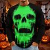 Men's Halloween Print Long Sleeve Round Neck T-Shirt Fashionable Top