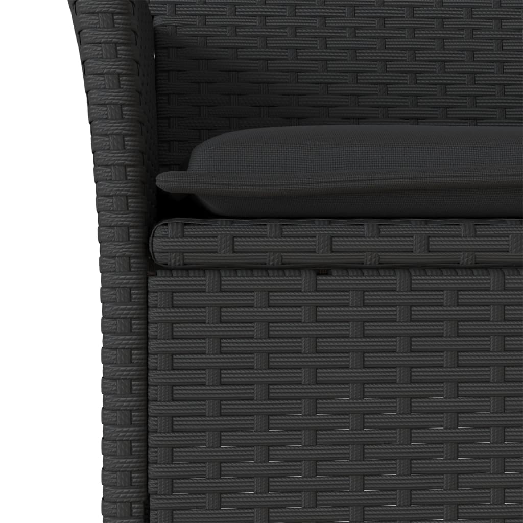 Vidaxl 7-Cz. Garden Furniture Set With Cushions, Black, Poly Rattan