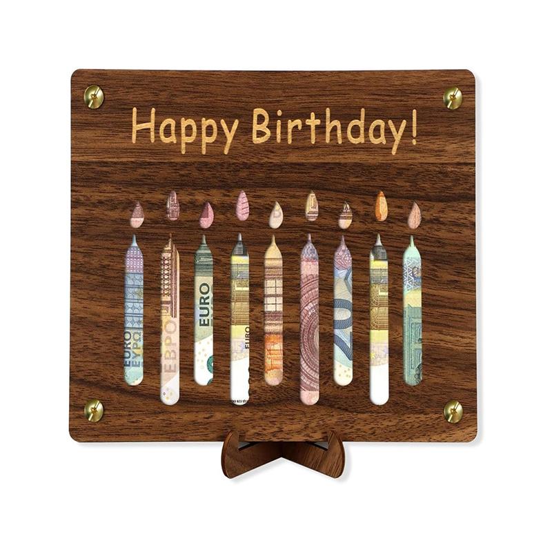 1PC Birthday/Wedding Friend Friendship Gifts Graduation DIY Wooden Photo Frame With Bracket Creative Greeting Card Money Clip