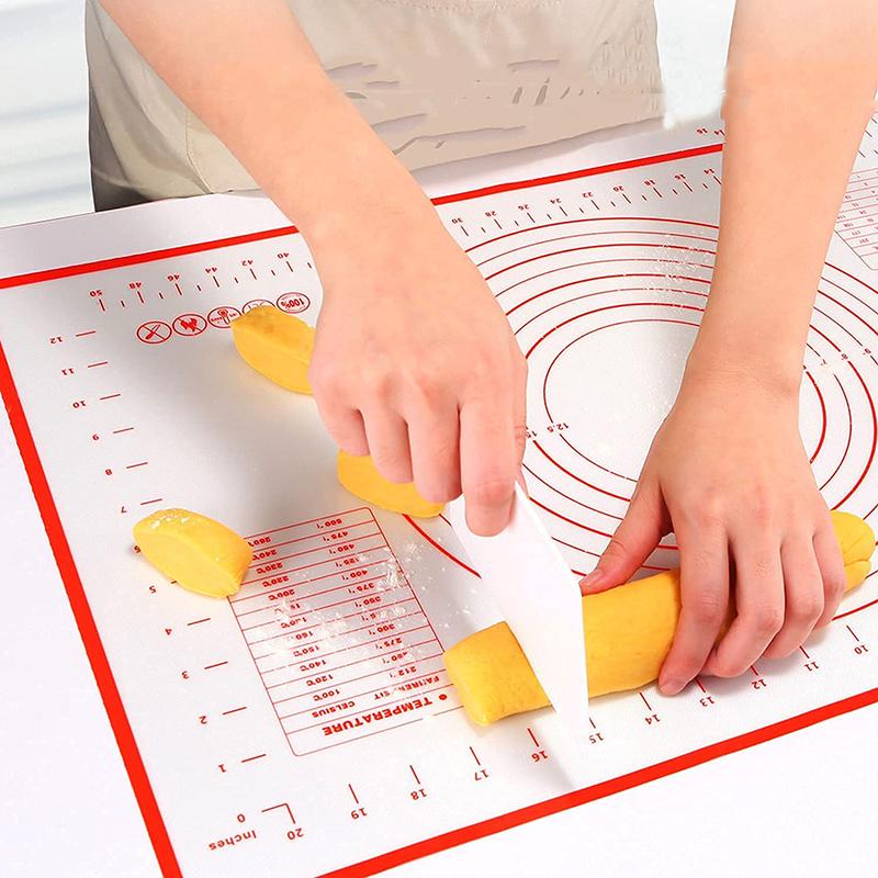 5pcs/set Pizza Dough Roller Silicone Pastry Dough Mat Dough Scraper Cutter Time-saver Dough Tools Set Baking Accessories Tools