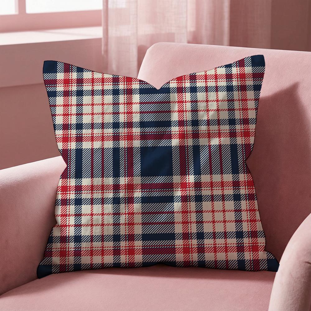Checkered Pattern Cushion Cover MultiScene Pillow Cover for Home Car Reversible Soft Durable for Daily Use