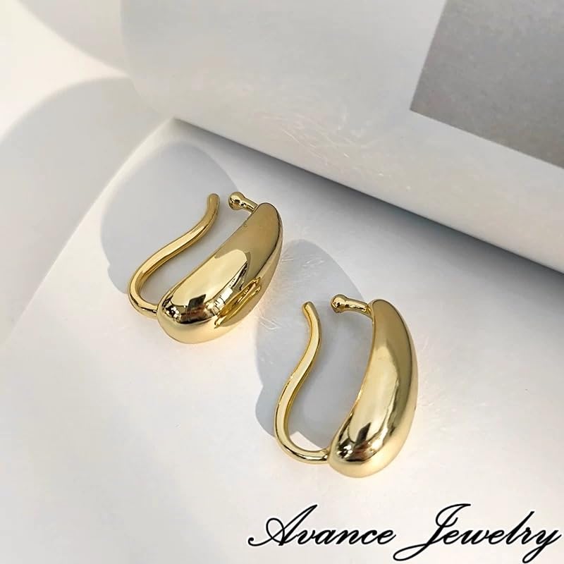 Avance Drop Ear Cuff Ear Clip Earrings Earrings Silver Gold Non-Pierced Women's (Gold)