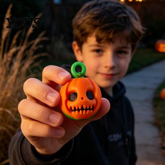 Pumpkin Fidget Spinner Rotating Halloween Toy, Stress Relief Ghost Face Plastic Gadgets Spinner, 3D Printed Toy for Keychain Pendant Party Favors