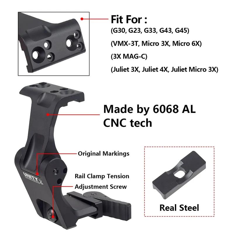 Tactical UNITY Riser Mount FAST FTC Magnifier Mount Optic Base For G33 G43 G45 2.26'' 2.91'' Optical Height Sight Scope Mounts
