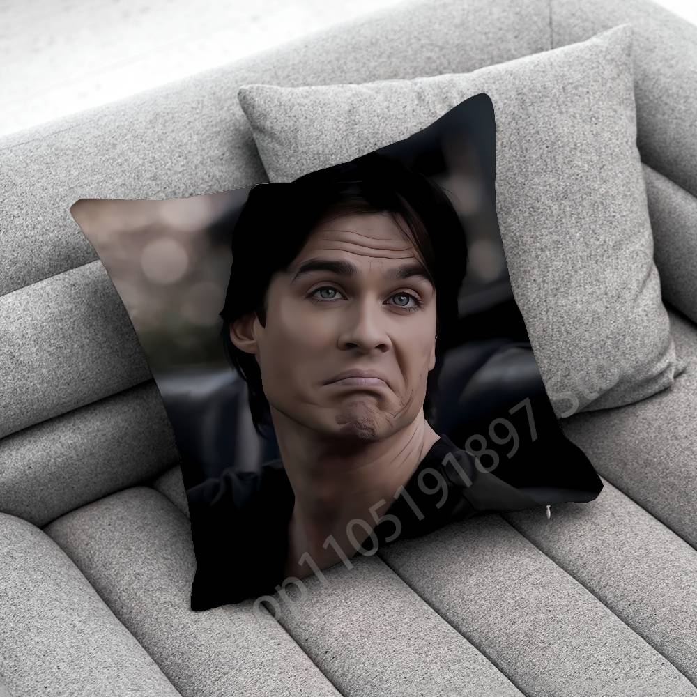 Pillow Case For 45*45cm 40cm 55cm 50cm 30cm Square Car Pillowcase Shell Actor D-Damon Salvatore Throw