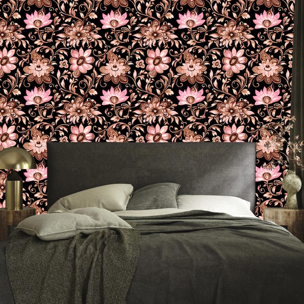 Wallpaper Beautiful Flowers Rust and Orange for the Living Room and Bedroom 50x1000
