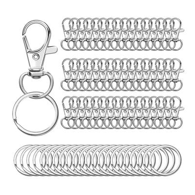 100Pcs/Set Key Chains Metal Lobster Claw Clasp with Key Rings Dog Collars Backpacks DIY Keychain