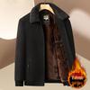 Men's Winter Fleece-Lined Corduroy Jacket with Shearling Collar - Warm Casual Coat for Middle-Aged and Older Men