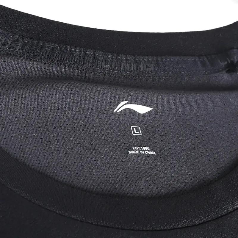 Li-Ning Letter Round Neck Loose Shoulder Short Sleeve T-Shirt Breathable Fashion Shorts Casual Sports Suit Unisex Suit Black YTSU163-3+YAPV001-1
