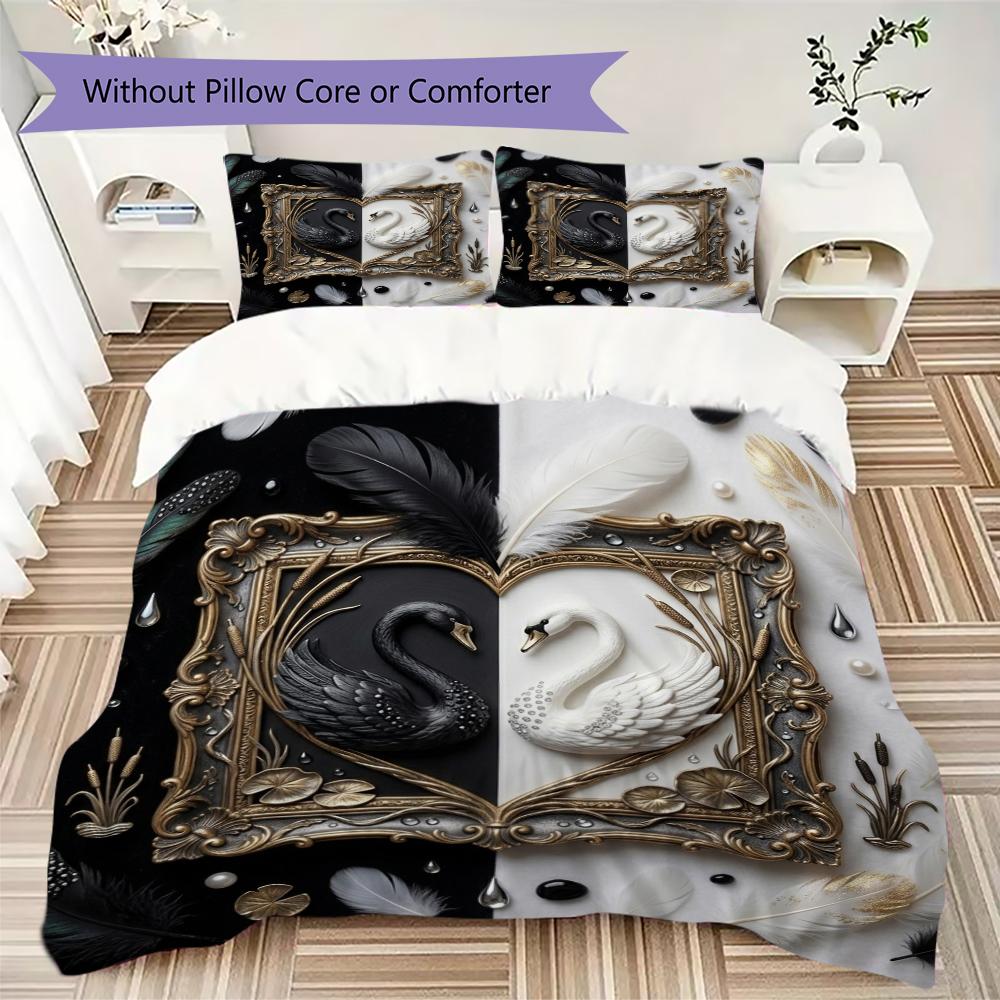Gorgeous B&W Pattern Bedding uilt Set uilt Cover Pillowcase Home Decoration Birthday Gift (1 * duvet cover + 2 * pillowcase without core)39