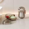 Portable Soap Tray Leakproof Household Bathroom Drain Tray Bathroom Transparent Soap Box with Lid for Camping Traveling