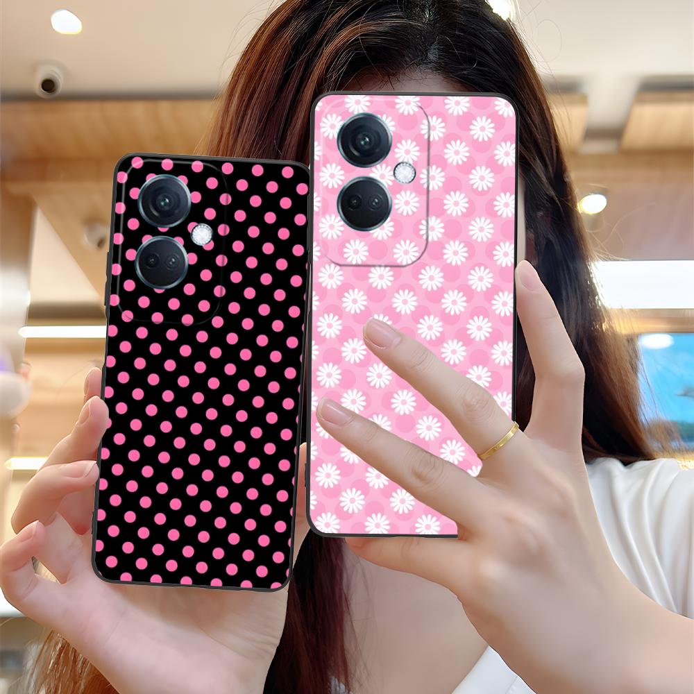 Pink Point Heart Mobile Phone Case for OPPO Reno 14 13 12 11 10 9 8 7 6 5 F T Pro 5G Colorful Printing Cover Cover Pretty