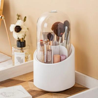 Rotační box na štětce na make-up Přenosný Multifunkční Prachotěsný Stolní organizér Držák na rtěnky Stíny Kosmetiku