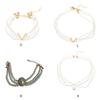 Elegant Choker Necklace with Multiple Chains for Women Fashionable Pearls Beaded Chain Necklace/Bracelet Accessory Charm